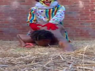 Gibby The Clown fucks ebony in a barn