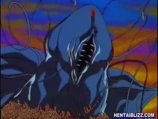 Hentai hard groupfucked by monster tentacles