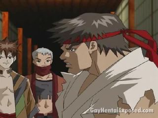 Clean-cut anime homofil spiller den skitten ninja og slåssing med få juveniles