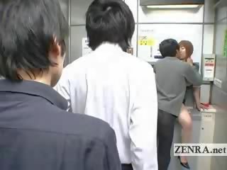 E çuditëshme japoneze post zyrë ofron gjoksmadhe gojore i rritur film bankomat
