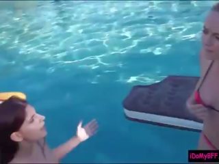Swimming party turns into terrific foursome action by the pool